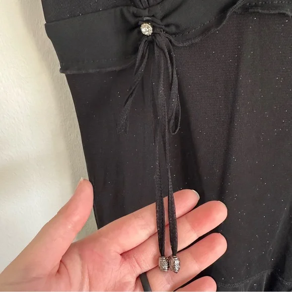 Vintage Y2K Cache Cache Dress Fairy Whimsigoth Grunge Mini Sparkles Mesh Black - Picture 3 of 13